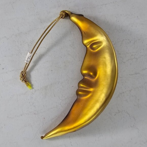 Vintage Department 56 Frosted Gold Mercury Glass Moon Ornament 5 1/2 inch - Picture 6 of 8
